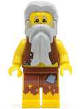 LEGO pi112 Pirate Vest and Anchor Tattoo, Gray Beard, Gray Hair (Castaway)